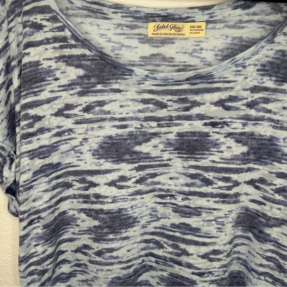 Faded Glory Blue Patterned T-Shirt – Women’s XXL - Picture 2 of 5